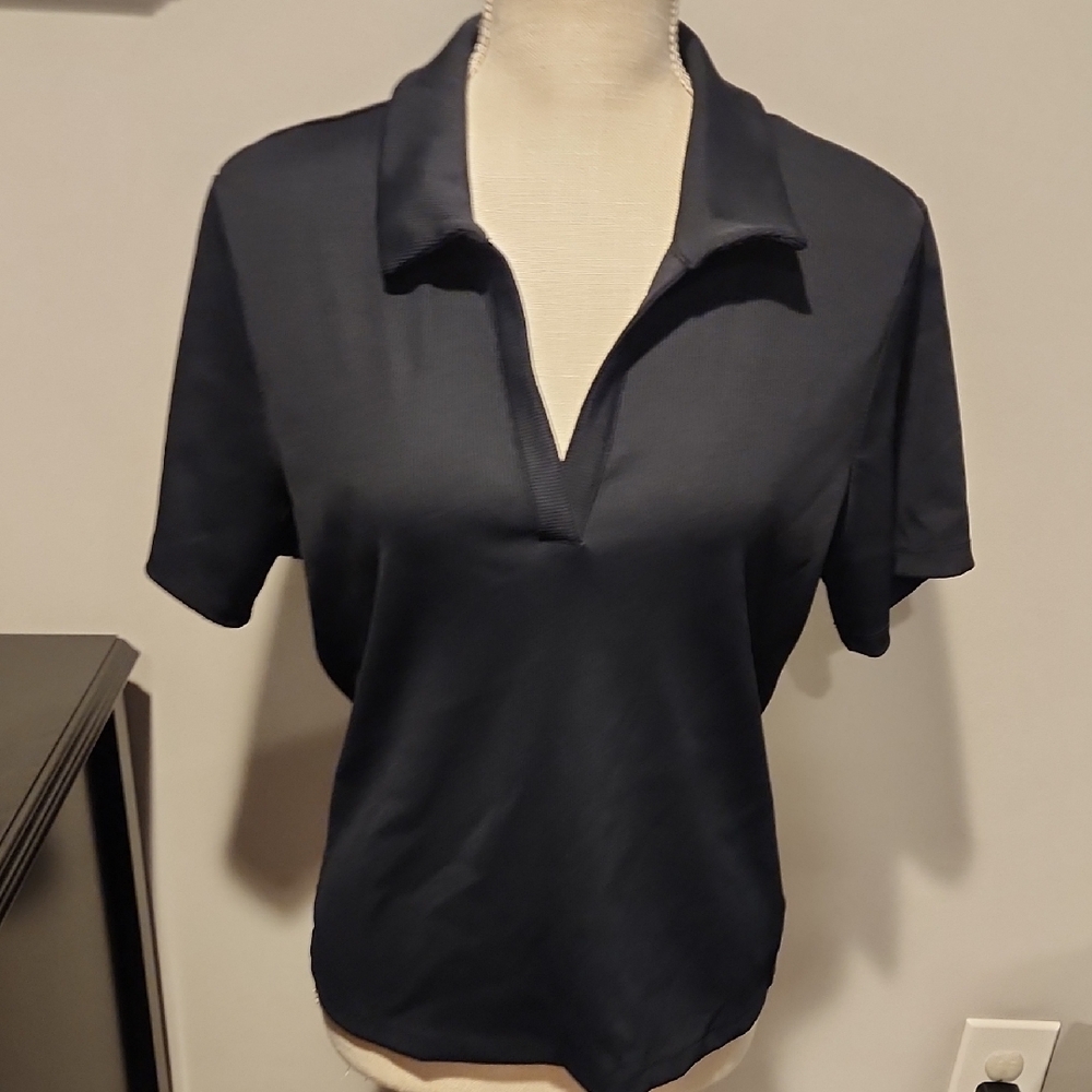 Travis Mathew Black Ribbed Polo Shirt Size XL PTP 21 In Length 23 In